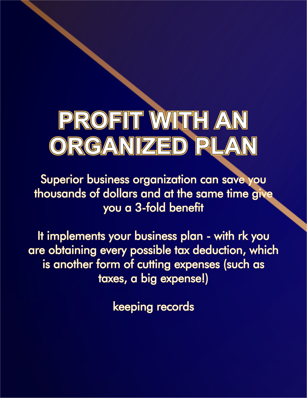Profit With An Organized Plan